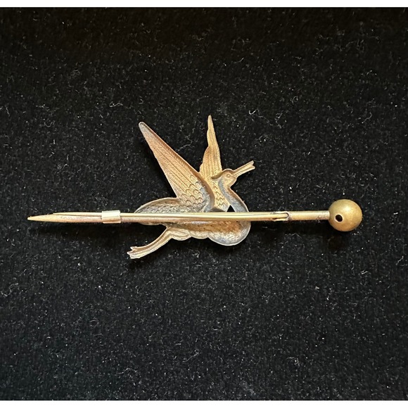 Antique Victorian Stork Bird Brooch 3.5" - Picture 3 of 6